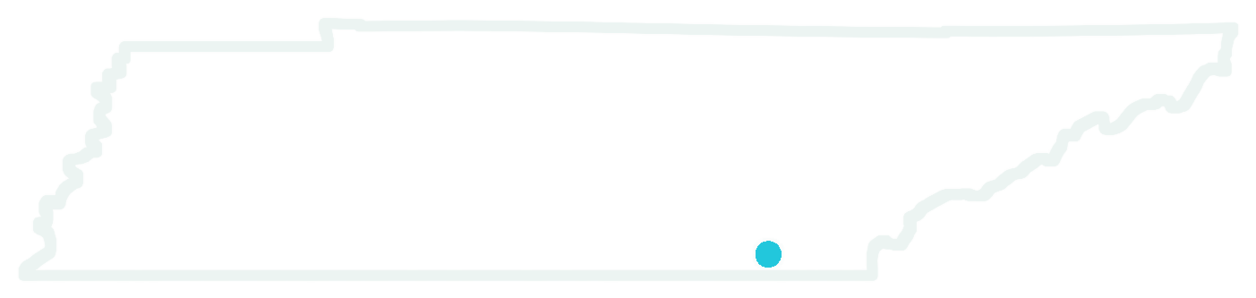 Tennessee outline with Chattanooga marked